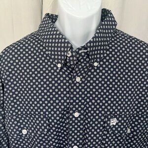 CINCH Men's dark blue and white detailed long sleeve cowboy shirt XXL 2XL EUC